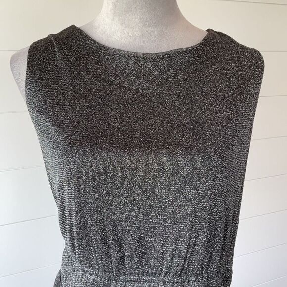 Danny and Nicole Sleeveless High-Low Fit Flare Dress Size 14W Color Black/Silver - Picture 2 of 12